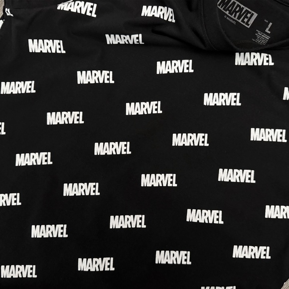MARVEL Comics Logo All Over Print T-Shirt Size L Black Limited Edition Japan Y2k - Picture 4 of 11
